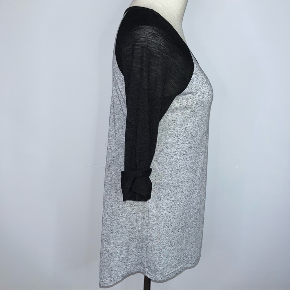 MOA MOA Gray Black Crew Neck Raglan Shirt Small Aztec Front Pocket - Picture 6 of 12